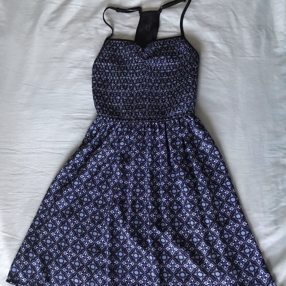Light and dark blue halter back dress